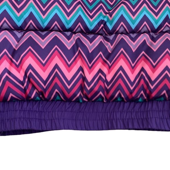 Vertical 9 Chevron Purple Pink Puffer Lined Fleece Vest with Hood Plus Size 16 - Picture 4 of 12